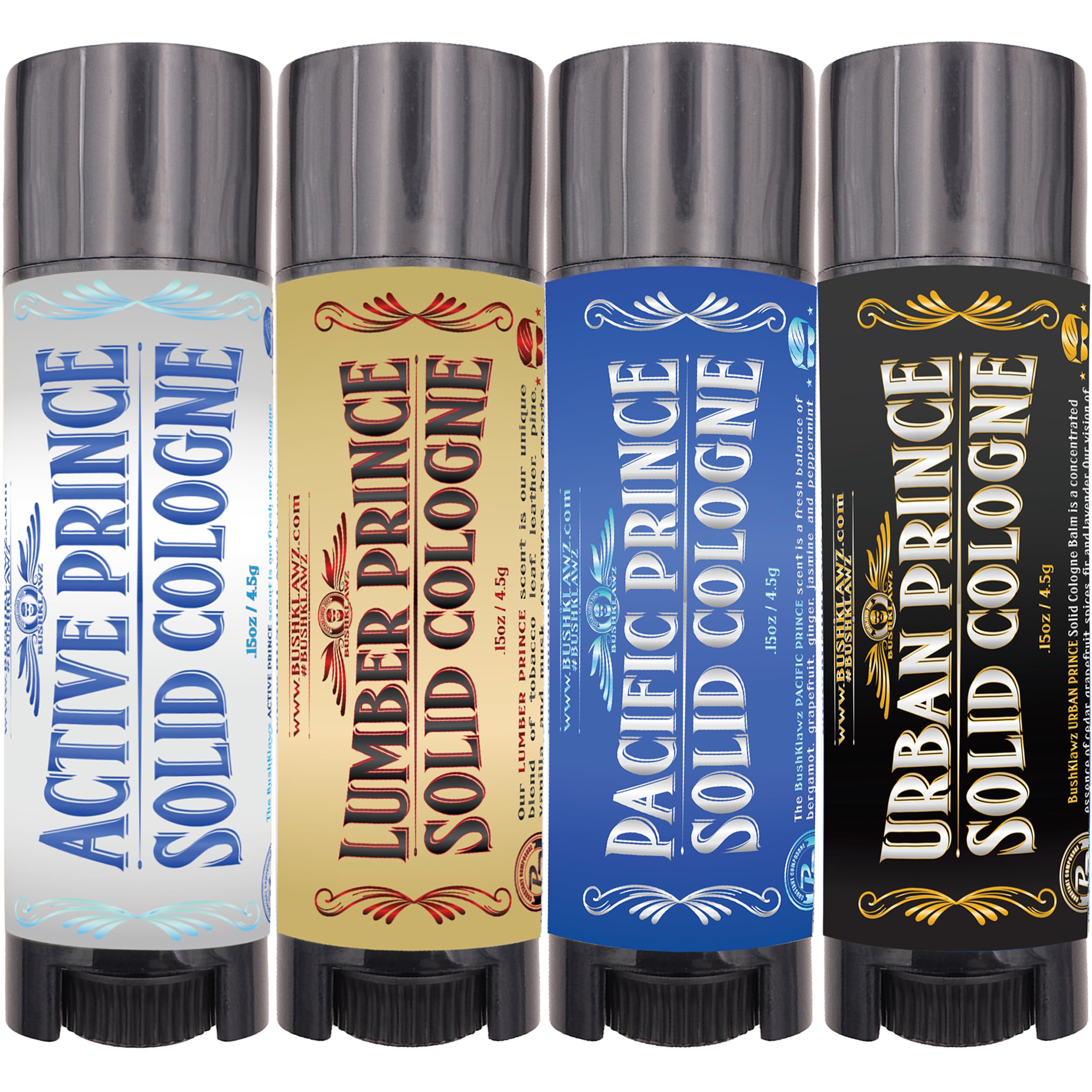 BushKlawz Travel Size Solid Cologne Sampler — 4 Prince Scents