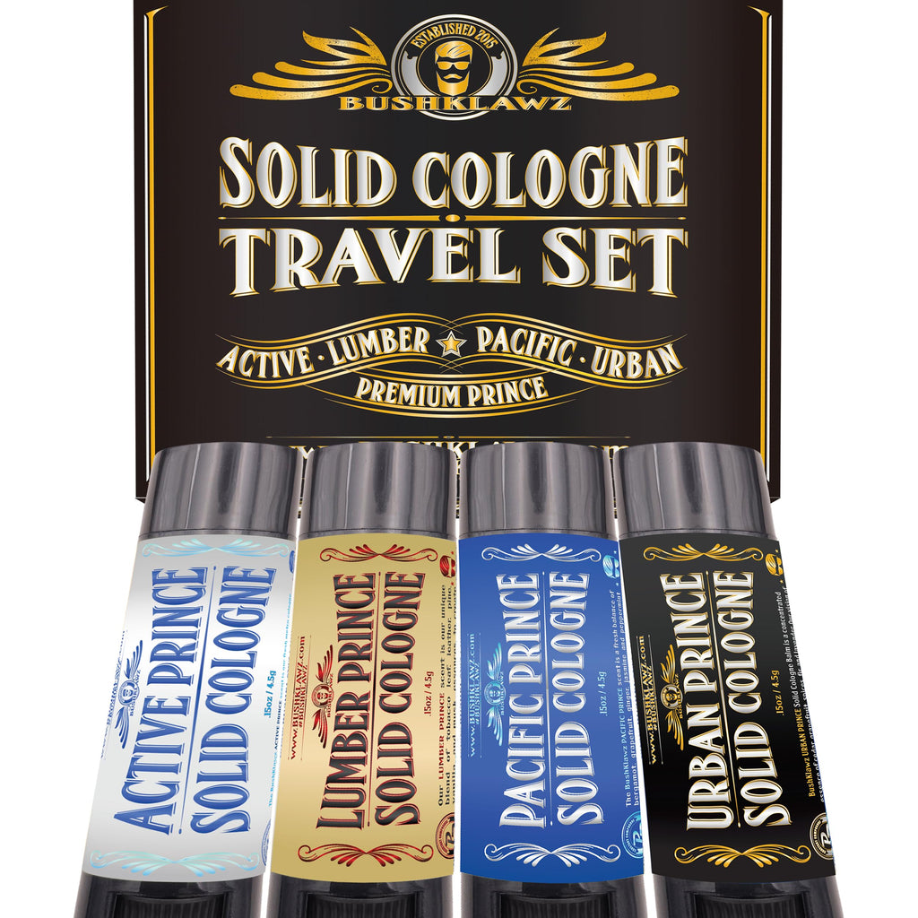 BushKlawz Travel Size Solid Cologne Sampler — 4 Prince Scents
