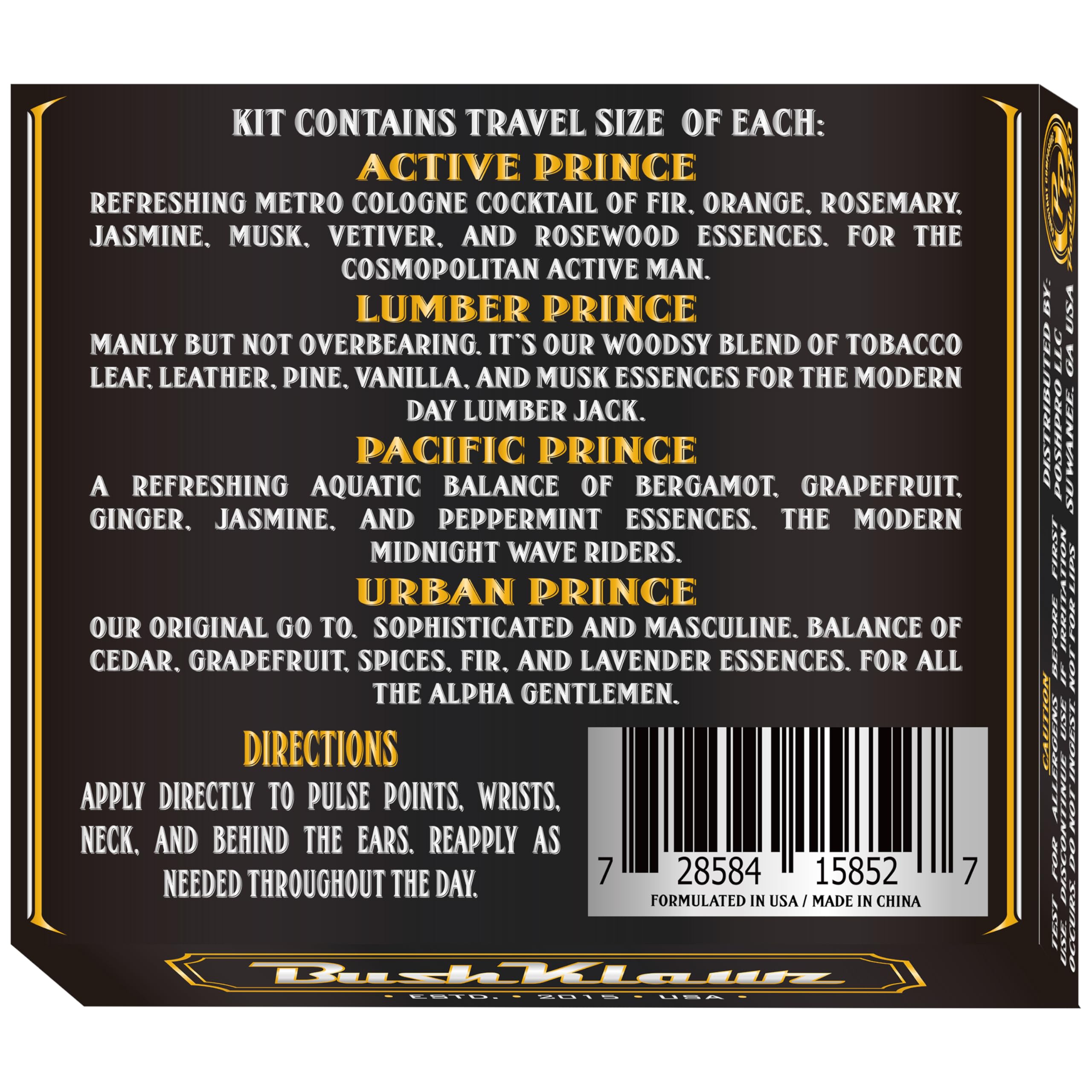 BushKlawz Travel Size Solid Cologne Sampler — 4 Prince Scents