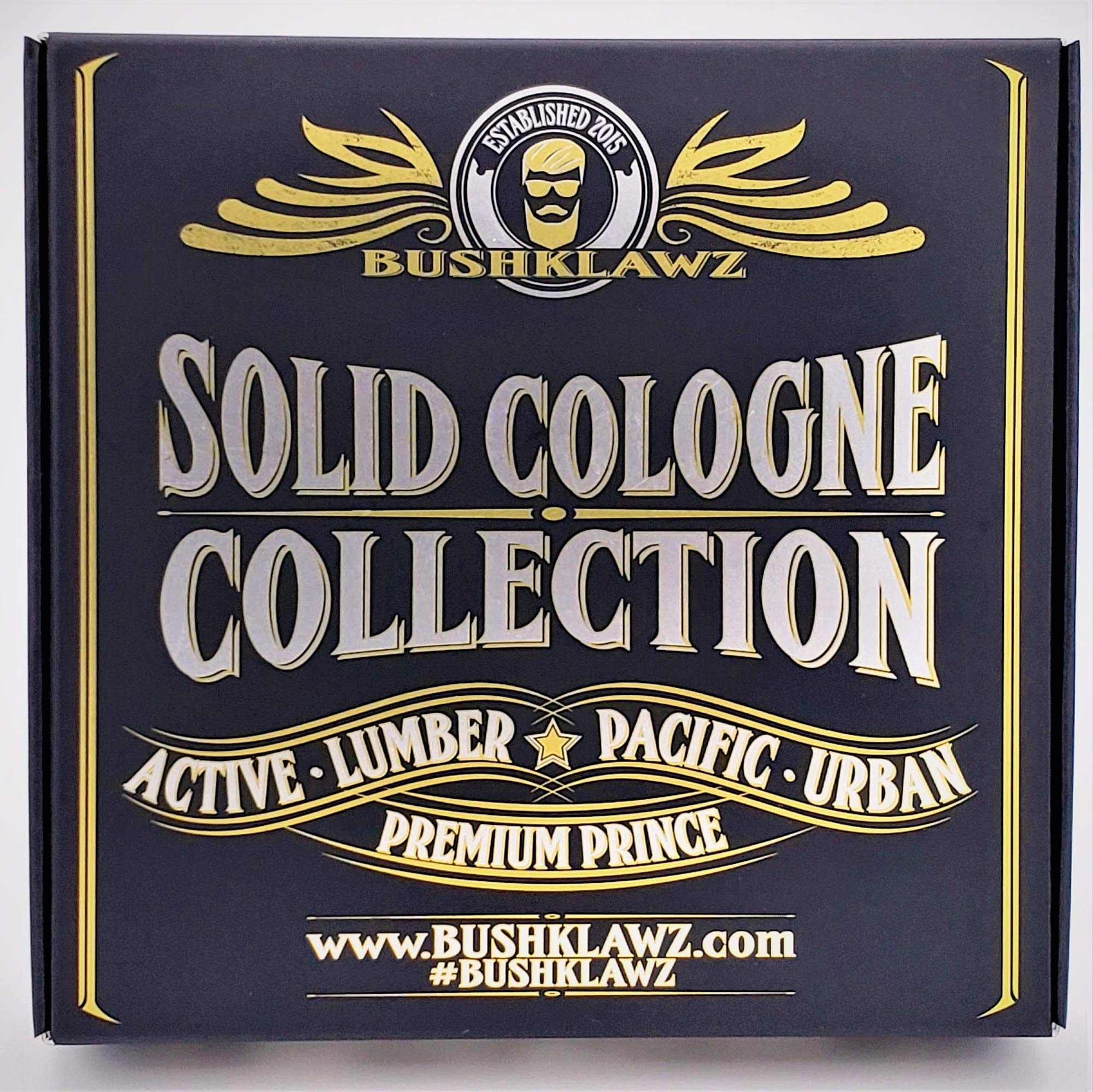 BushKlawz Premium Prince Solid Cologne Gift Set – 4x 1 oz Tins, Alcohol-Free, Travel-Ready Men’s Fragrance