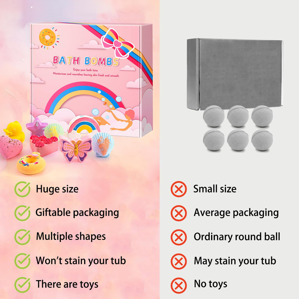 BusyMouth 9XXL Bath Bombs Gift Set – 9pc Kids Bath Bombs with Surprise Toys