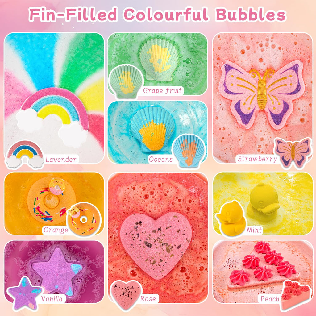 BusyMouth 9XXL Bath Bombs Gift Set – 9pc Kids Bath Bombs with Surprise Toys