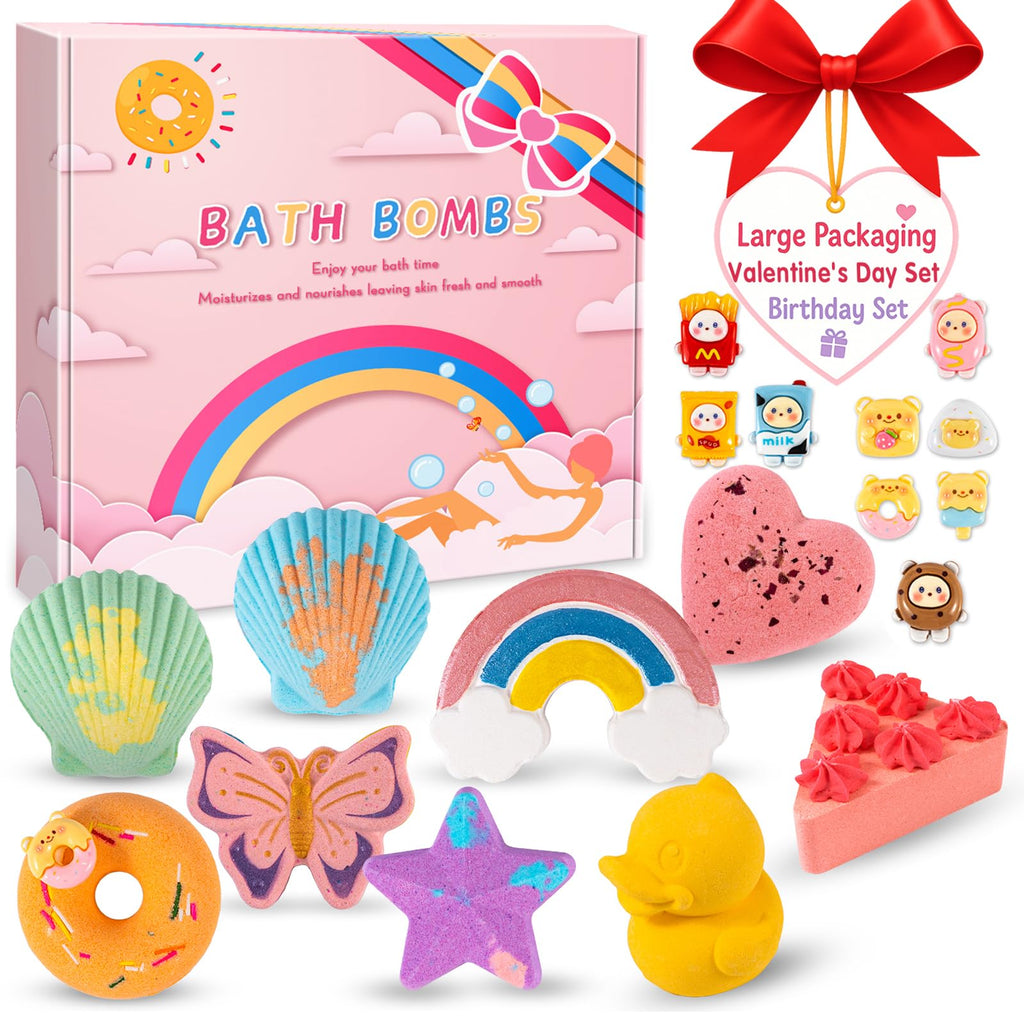 BusyMouth 9XXL Bath Bombs Gift Set – 9pc Kids Bath Bombs with Surprise Toys