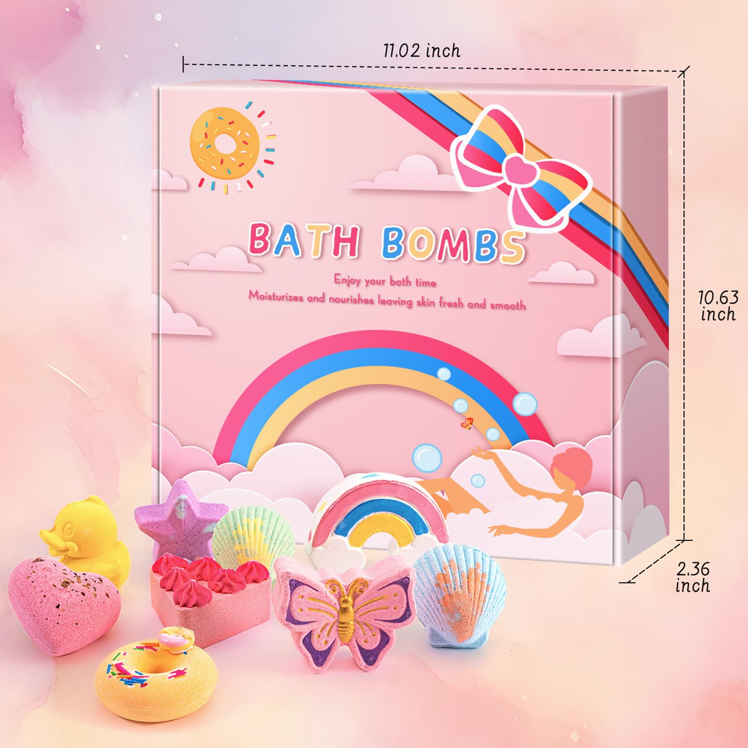 BusyMouth 9XXL Bath Bombs Gift Set – 9pc Kids Bath Bombs with Surprise Toys