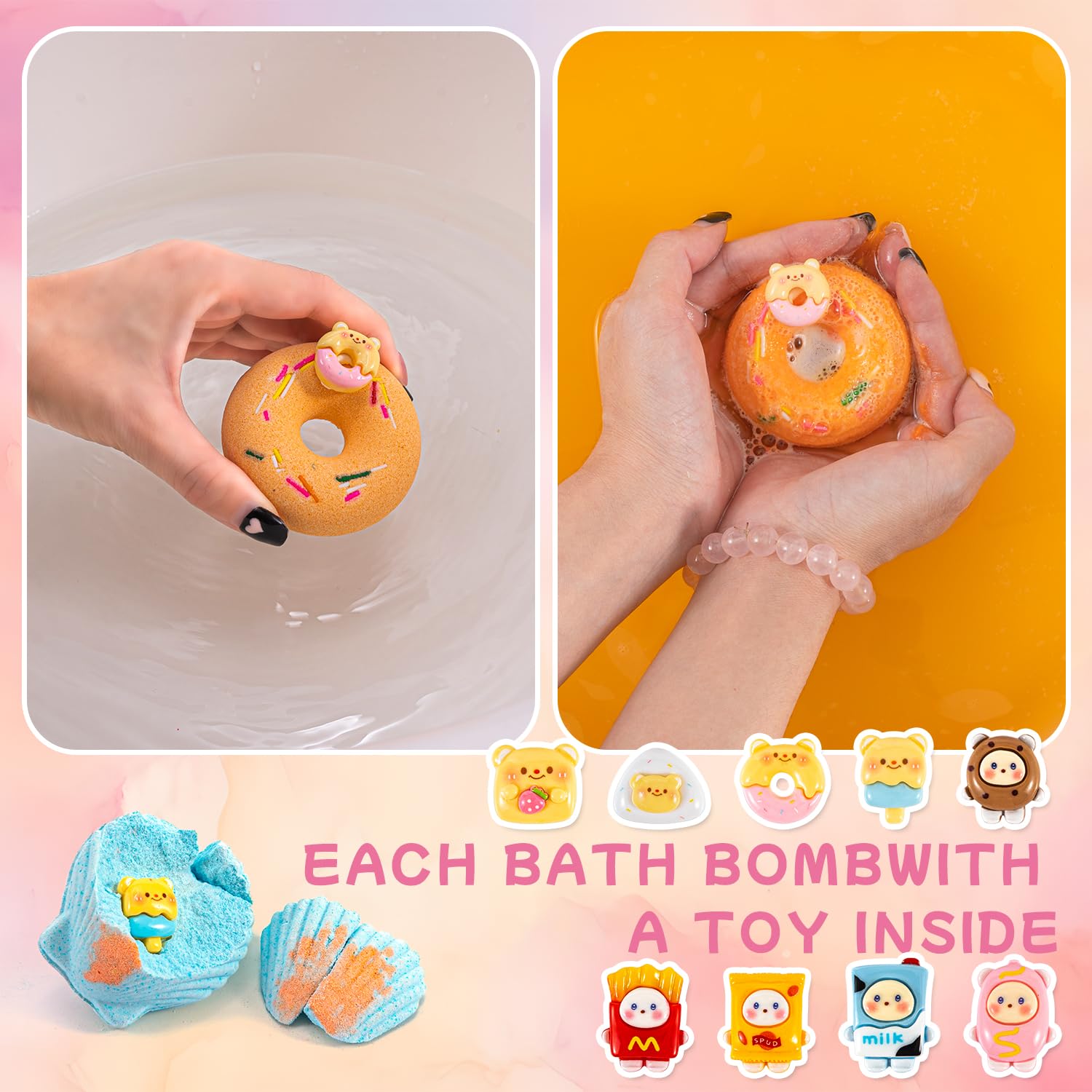 BusyMouth 9XXL Bath Bombs Gift Set – 9pc Kids Bath Bombs with Surprise Toys