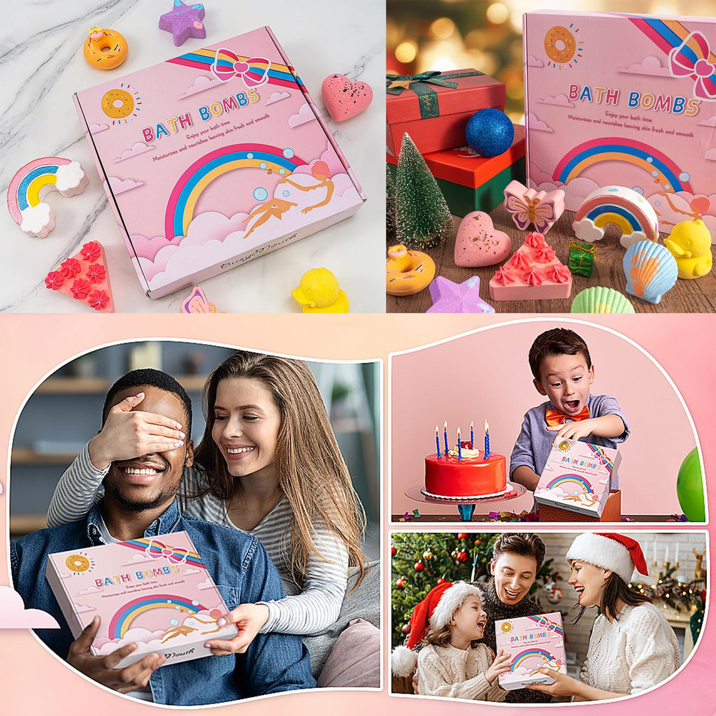 BusyMouth 9XXL Bath Bombs Gift Set – 9pc Kids Bath Bombs with Surprise Toys