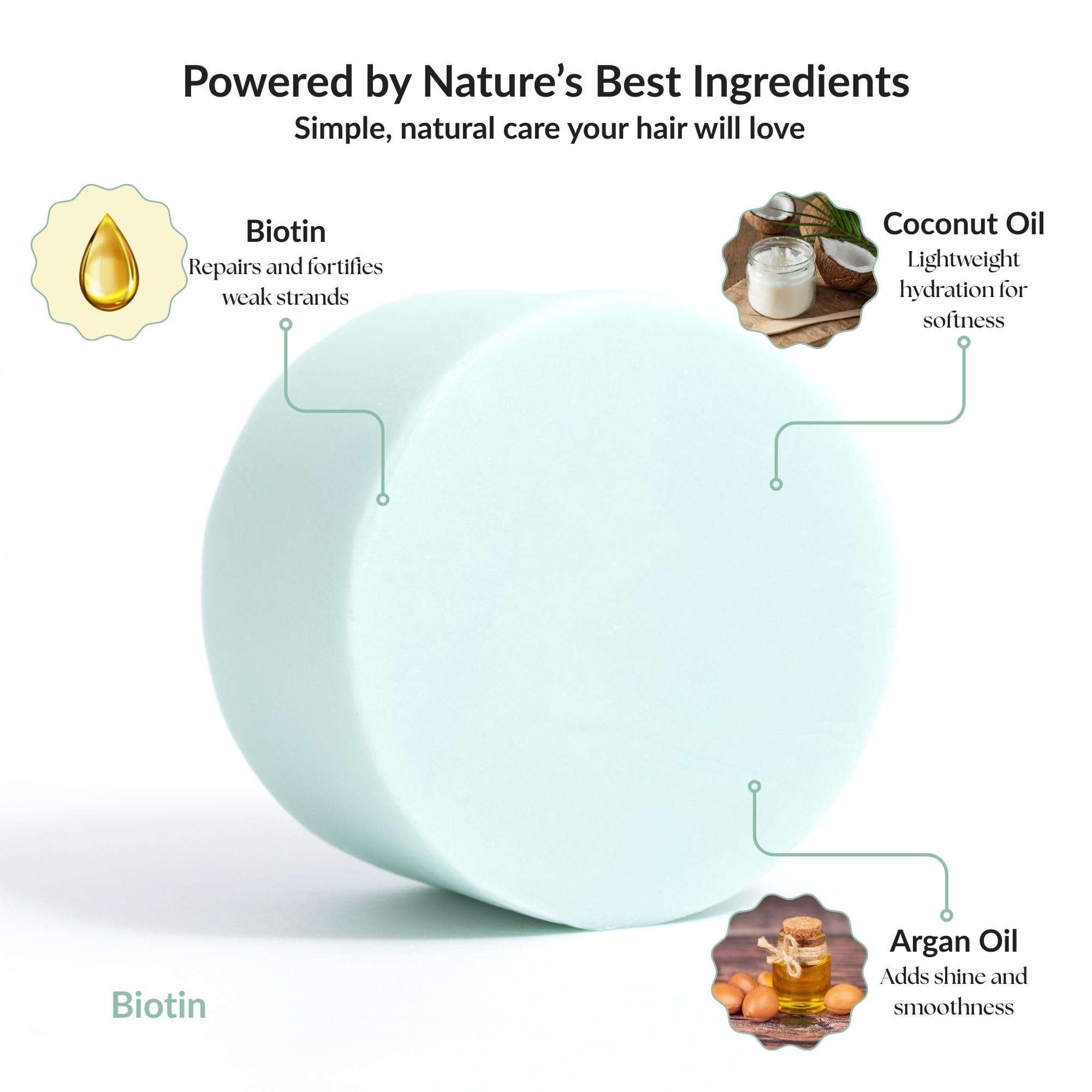 BusyNature Biotin 2-in-1 Shampoo & Conditioner Bar – Repairing & Volumizing, 100 g
