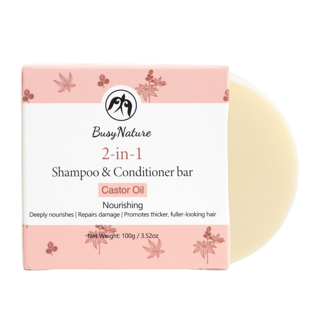 BusyNature Castor Oil 2-in-1 Shampoo Bar – Nourishing & Fuller Hair (100 g)