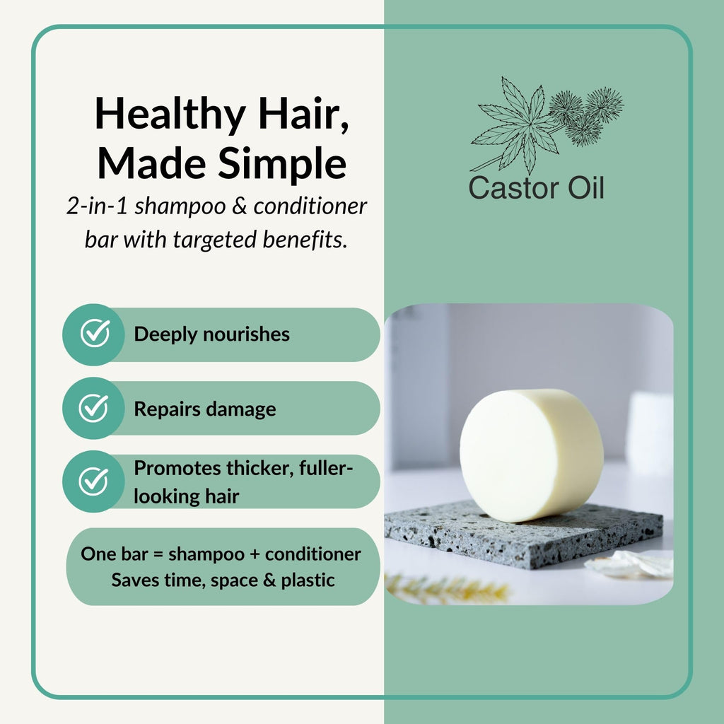 BusyNature Castor Oil 2-in-1 Shampoo Bar – Nourishing & Fuller Hair (100 g)