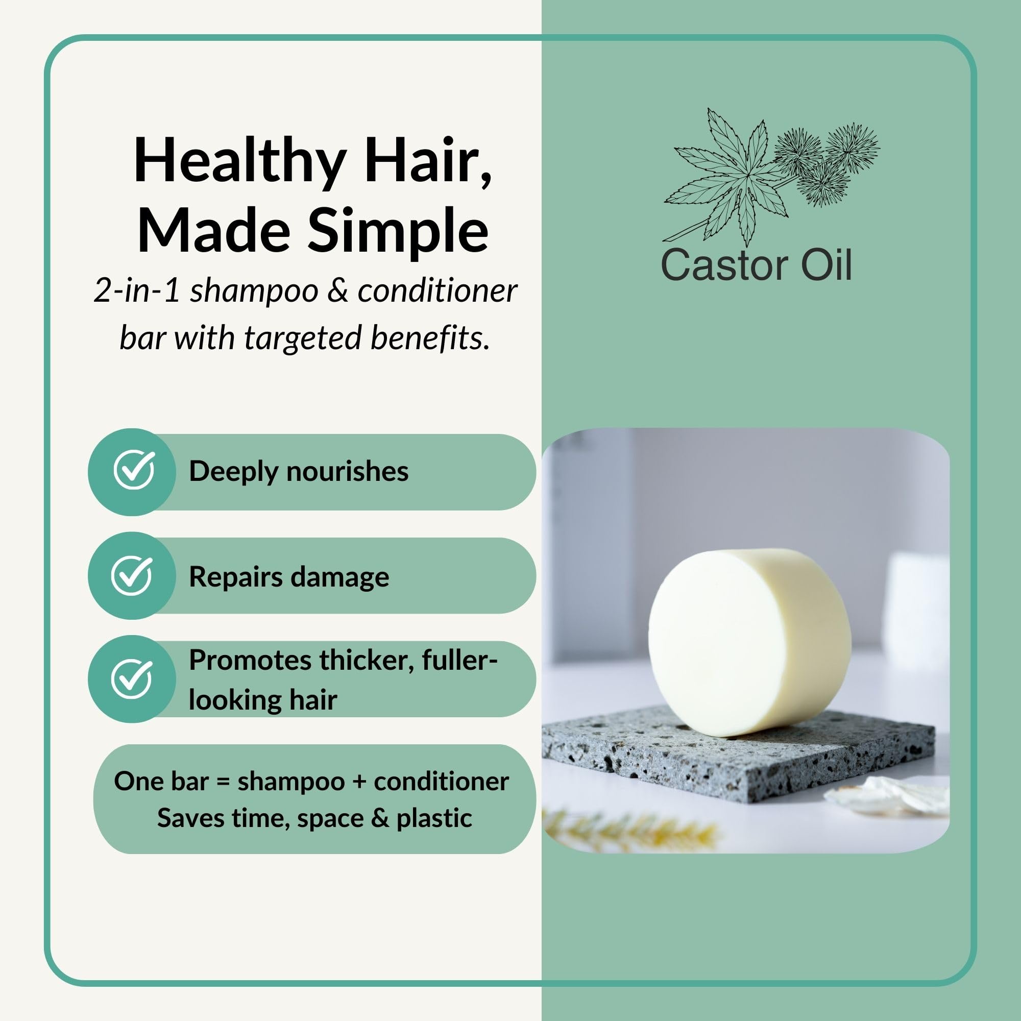 BusyNature Castor Oil 2-in-1 Shampoo Bar – Nourishing & Fuller Hair (100 g)