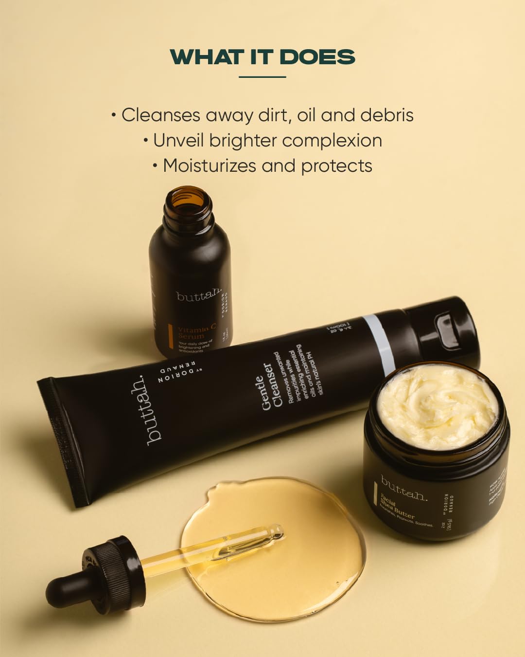 Buttah Skin by Dorion Renaud: Melanin-Rich Care Kit with Shea Butter, Vitamin C & Cleanser