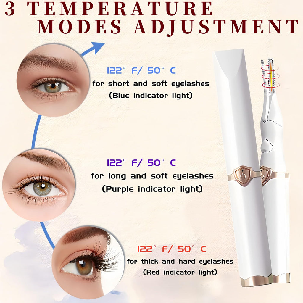 BUV Heated Eyelash Curler – 2-in-1 Clip-Type, 8s Heat, 3 Temp Modes, USB Rechargeable