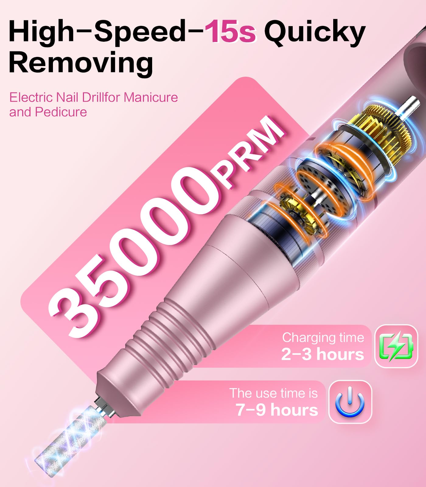buways Professional Electric Cordless Nail Drill Kit — 35,000 RPM with 11 Bits for At-Home Manicures