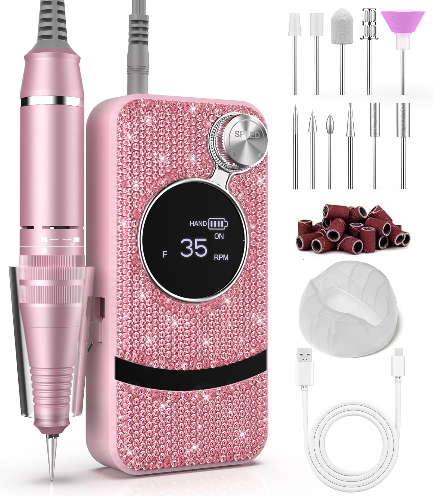 buways Professional Electric Cordless Nail Drill Kit — 35,000 RPM with 11 Bits for At-Home Manicures