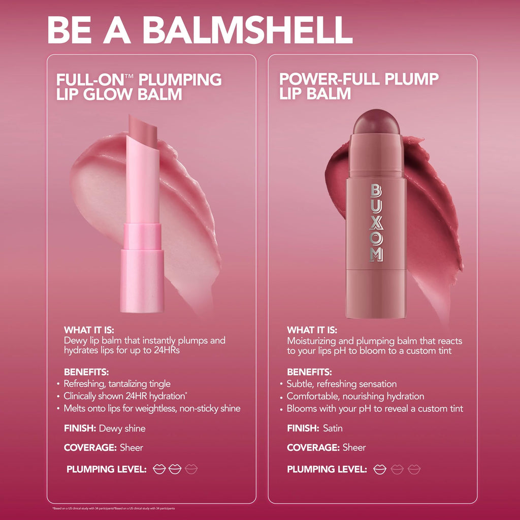 BUXOM Full-On Plumping Lip Glow Balm Coral Crush - Hydrating Lip Tint & Plumper