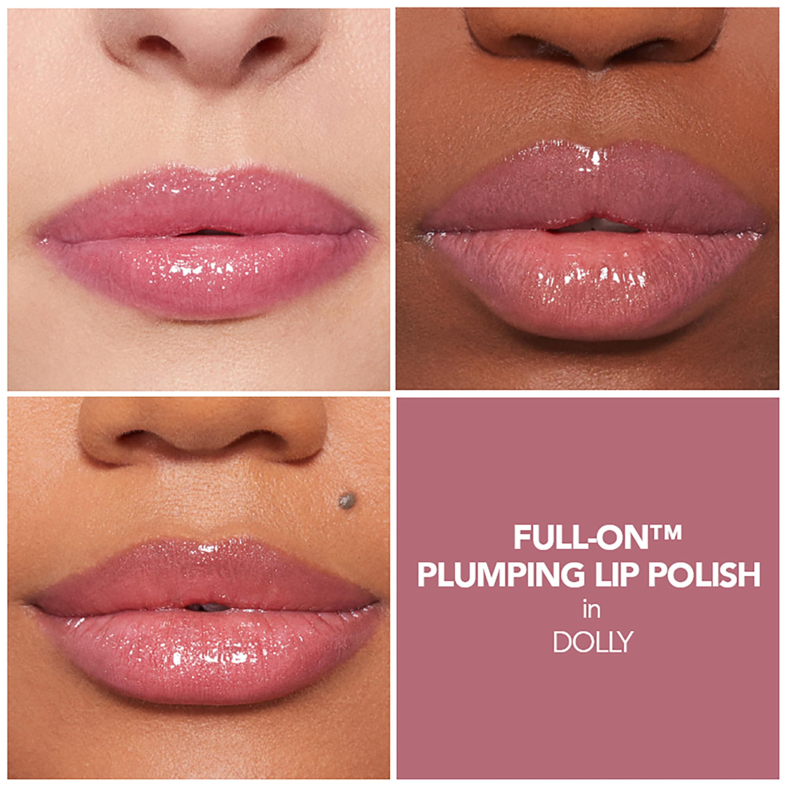 Buxom Full-On Plumping Lip Polish AB Dolly – True Mauve Shimmer, Peptides & Vitamin E, Vegan Gloss