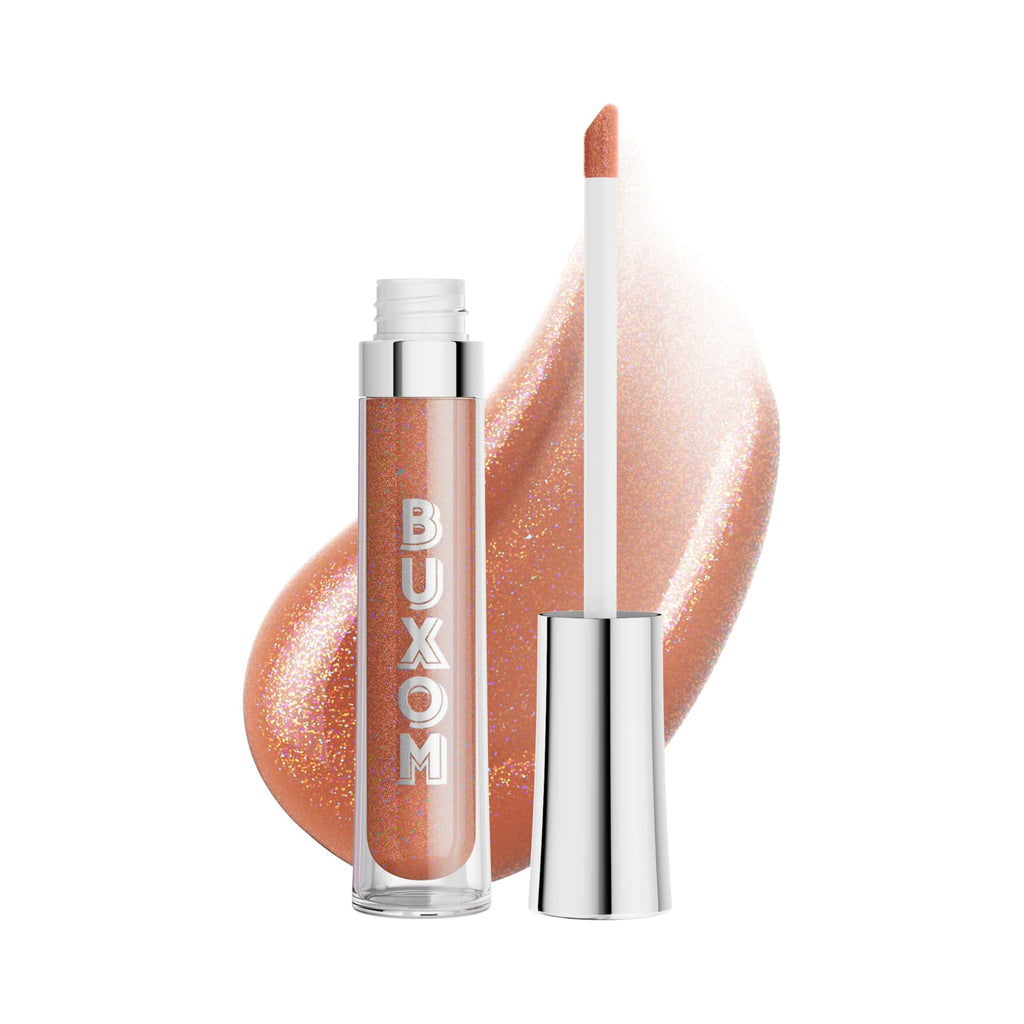 Buxom Full-On Plumping Lip Polish Sarina Nude Brown with Diamond Sparkle – Vegan Lip Gloss with Peptides & Vitamin E