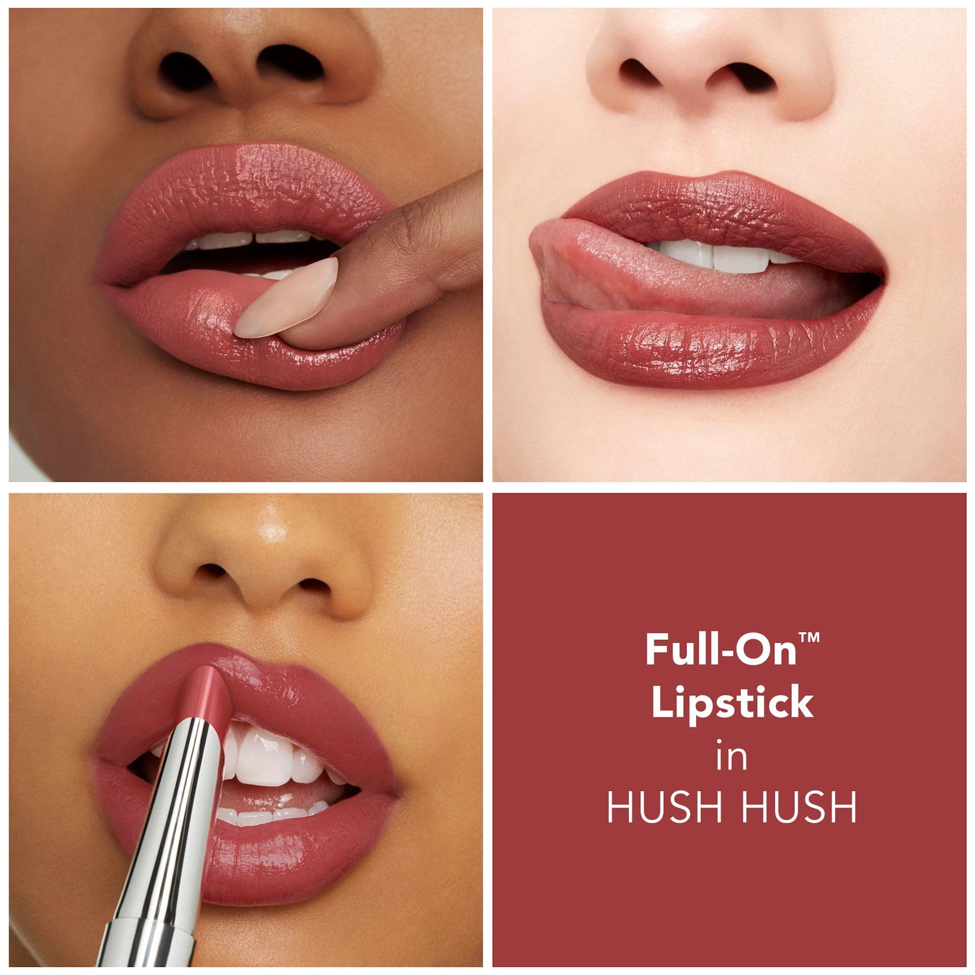 Buxom Full-On Plumping Satin Lipstick in Hush Hush – Peptide-Infused, Long-Lasting Color