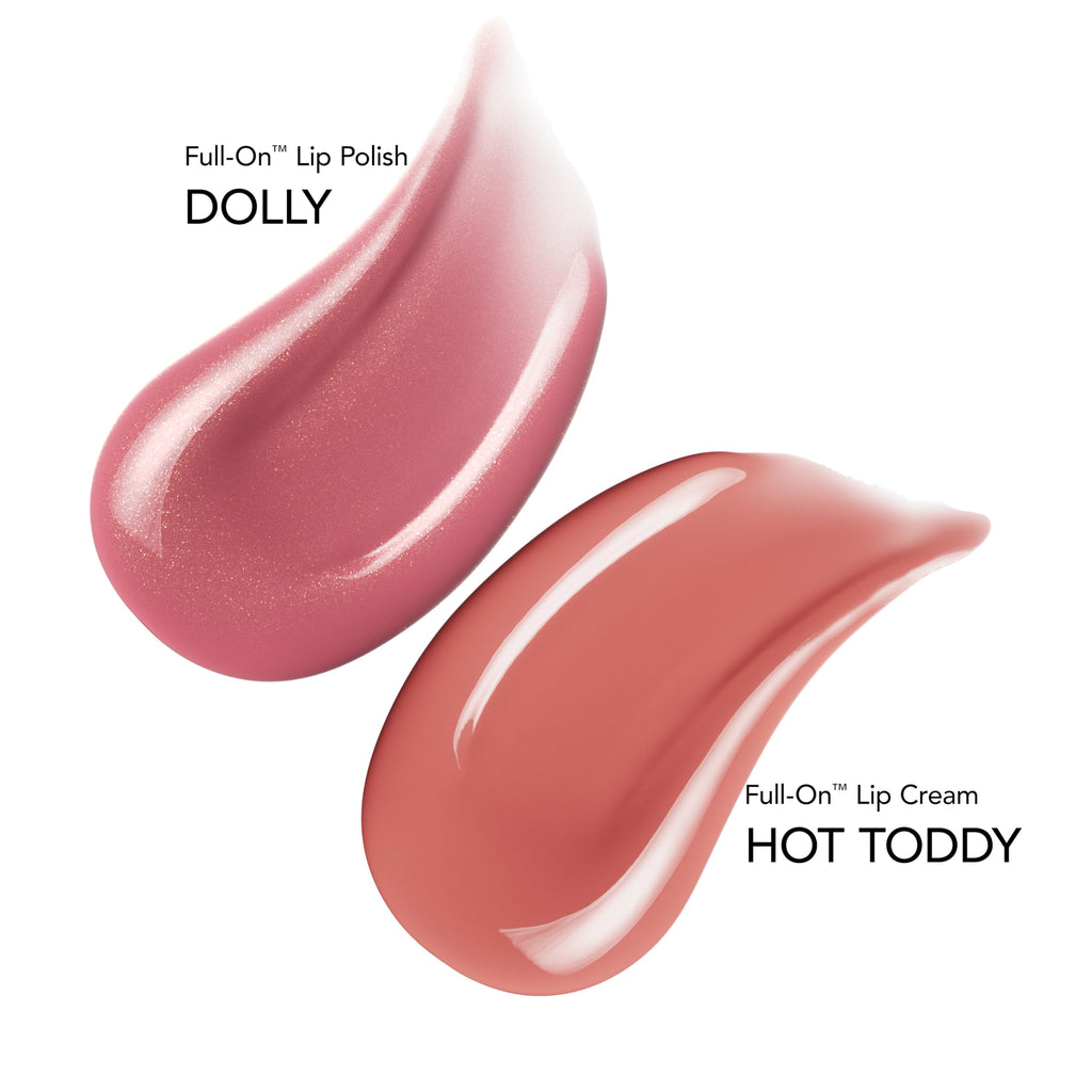 Buxom Dolly Lip Polish & Hot Toddy Lip Cream Duo – Plump, Shiny Lip Gloss Gift Set