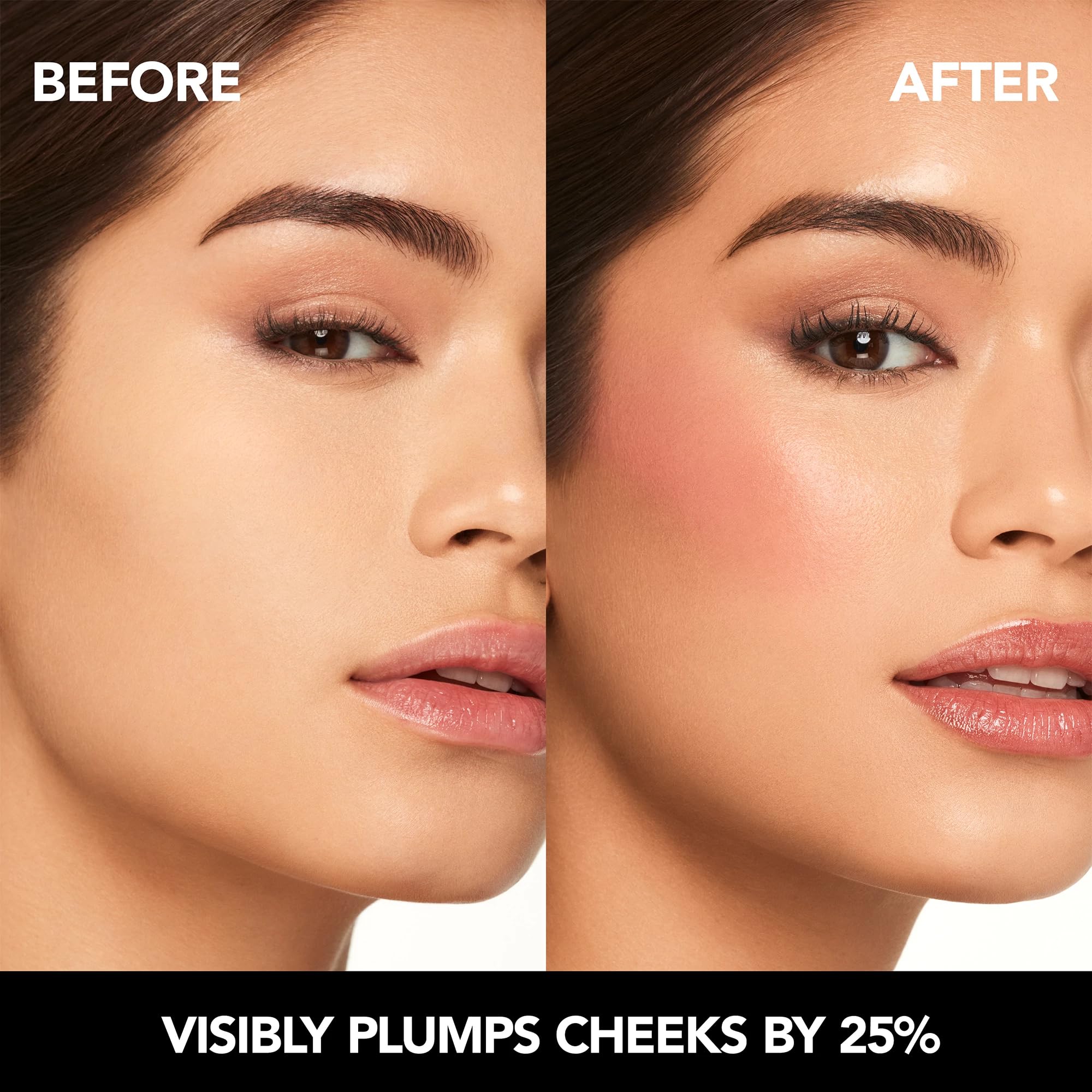 BUXOM Plump Shot Peptide Plumping Blush – Coral Sheer | Cream-to-Powder, Buildable Color