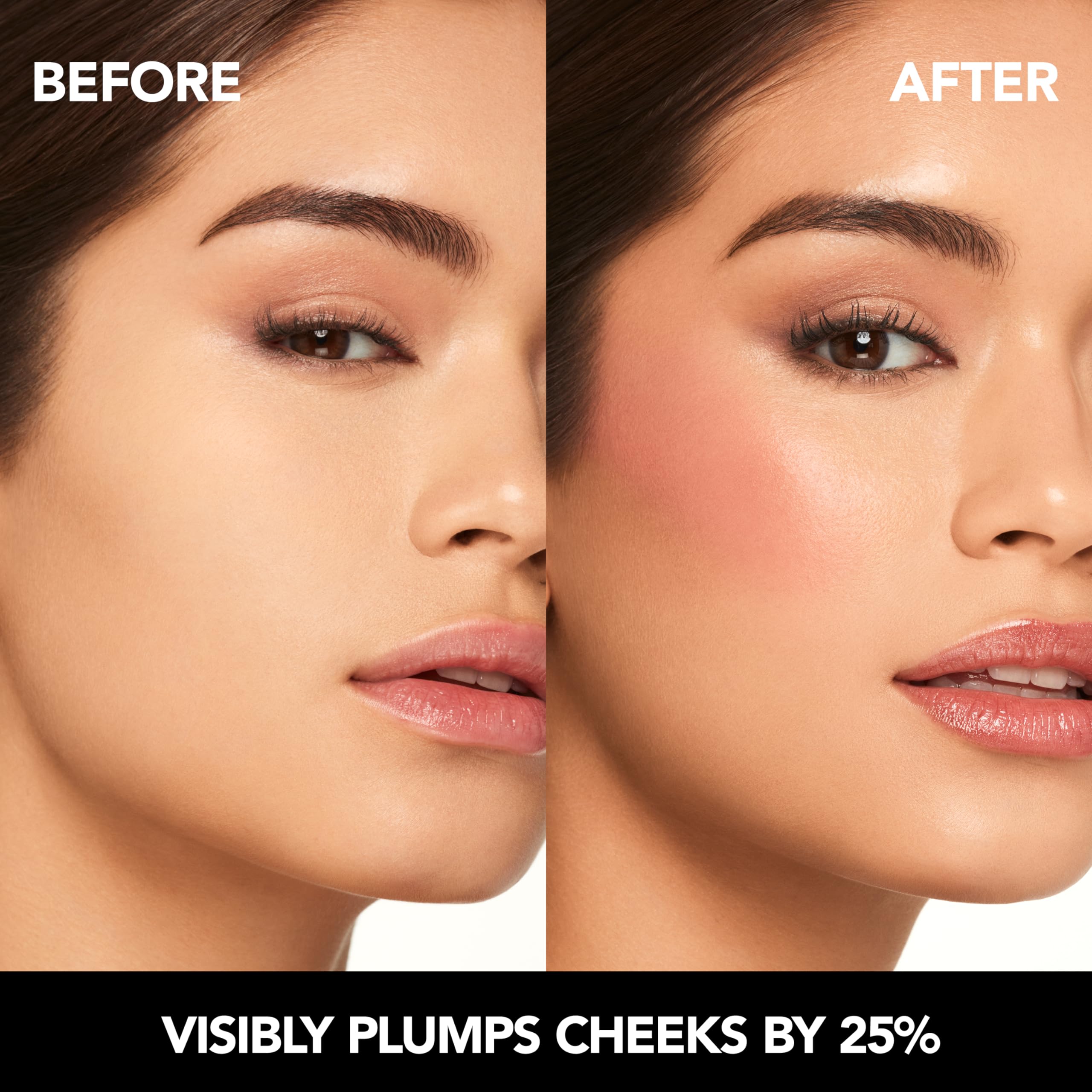 BUXOM Plump Shot Peptide Plumping Blush Tickled Pink – Cream-to-Powder, Buildable Color