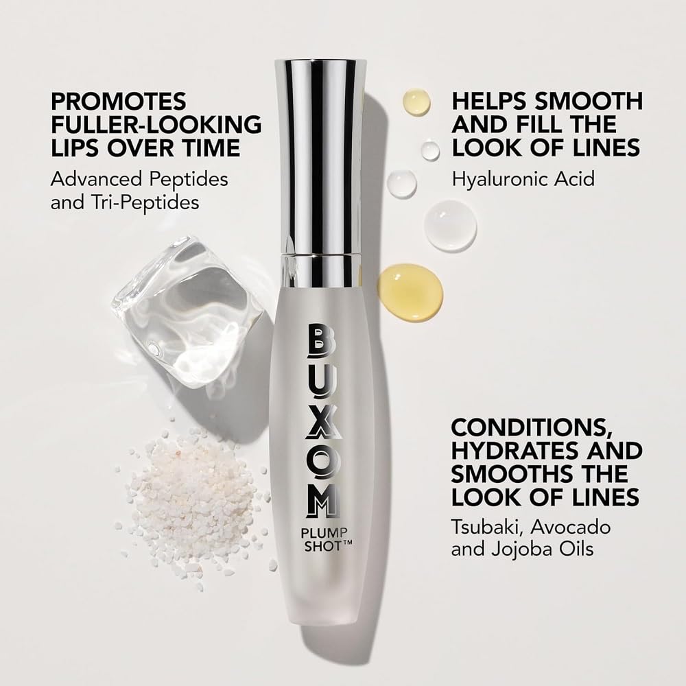 Buxom Plump Shot Lip Serum – Clear Filler Gloss with Shimmer Chrome Tints | 24% Plump