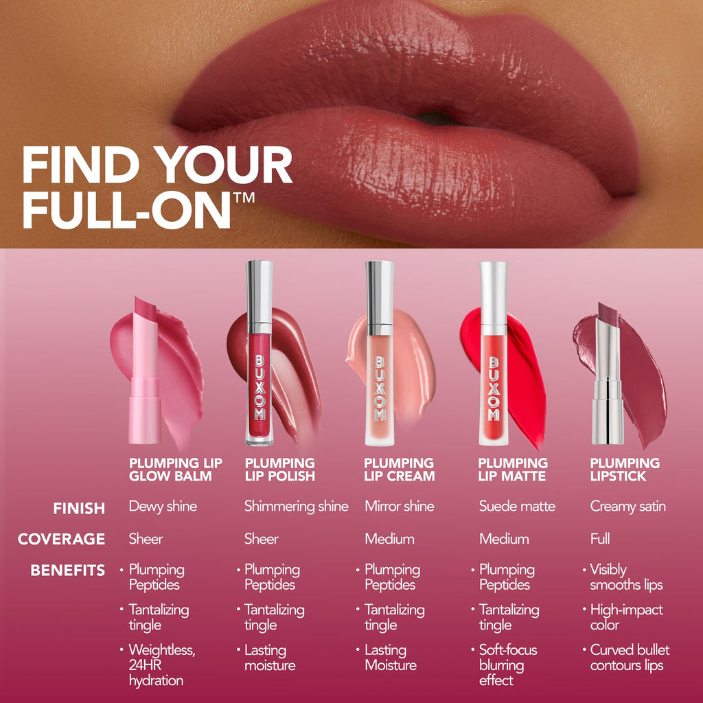 BUXOM Full-On Lip Glow Balm Cinnamon Kiss — Hydrating Plumping Lip Tint