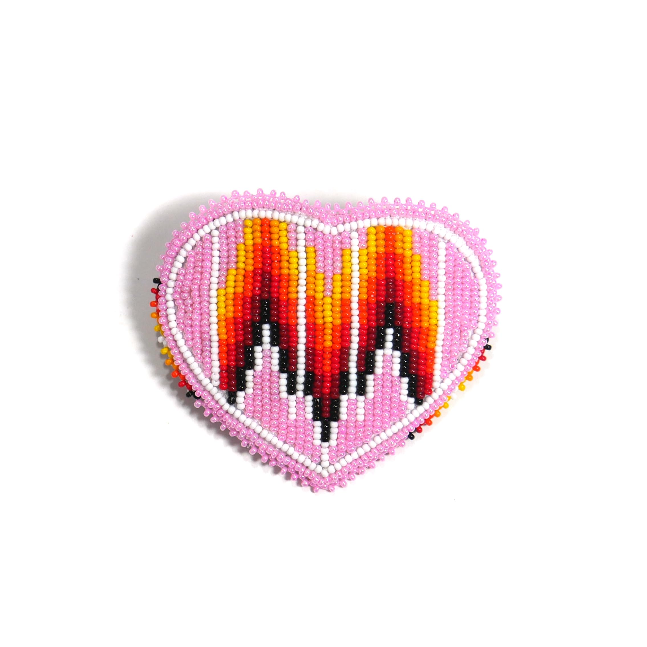BuyBeaded Beaded Hair Clips Native American Style Handmade Collection – Baby Pink Heart Design