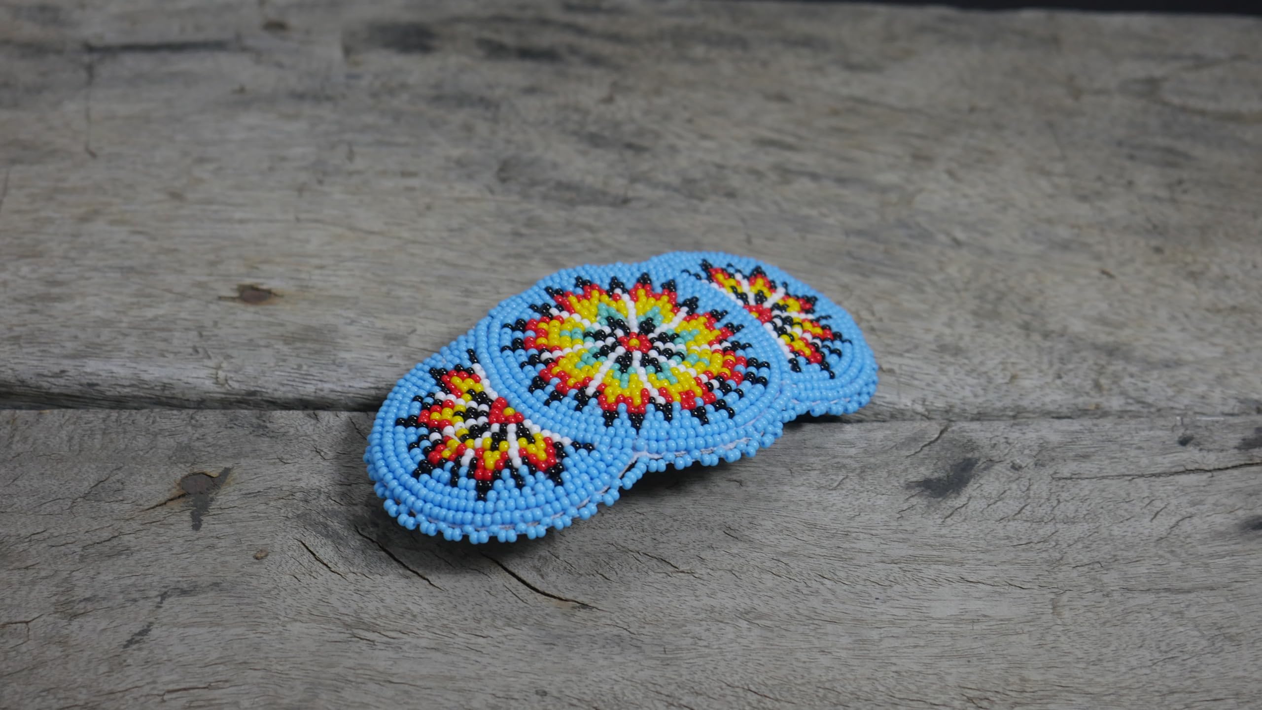 Beaded Hair Clips Native American Style – Pattern 16H Skyblue | BuyBeaded