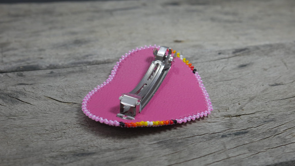 BuyBeaded Beaded Hair Clips Native American Style Handmade Collection – Baby Pink Heart Design