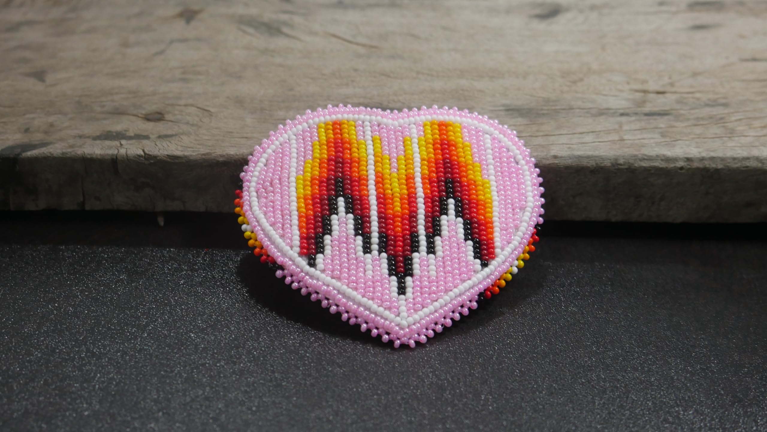 BuyBeaded Beaded Hair Clips Native American Style Handmade Collection – Baby Pink Heart Design