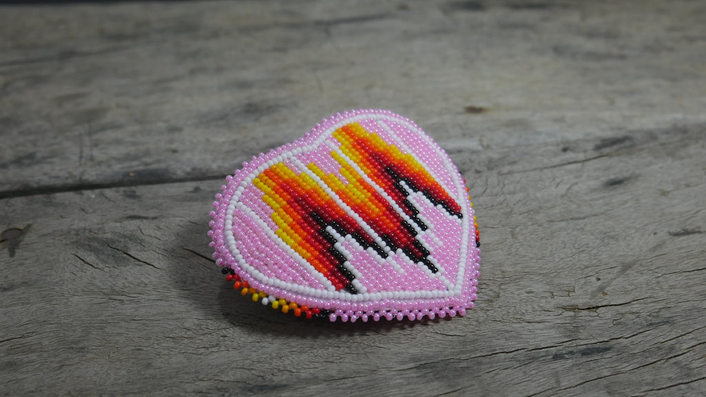 BuyBeaded Beaded Hair Clips Native American Style Handmade Collection – Baby Pink Heart Design