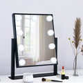 BWLLNI Lighted Makeup Mirror – Hollywood Vanity with Dimmable LED Lights, 360° Rotation, Detachable 10x Magnifier, Black