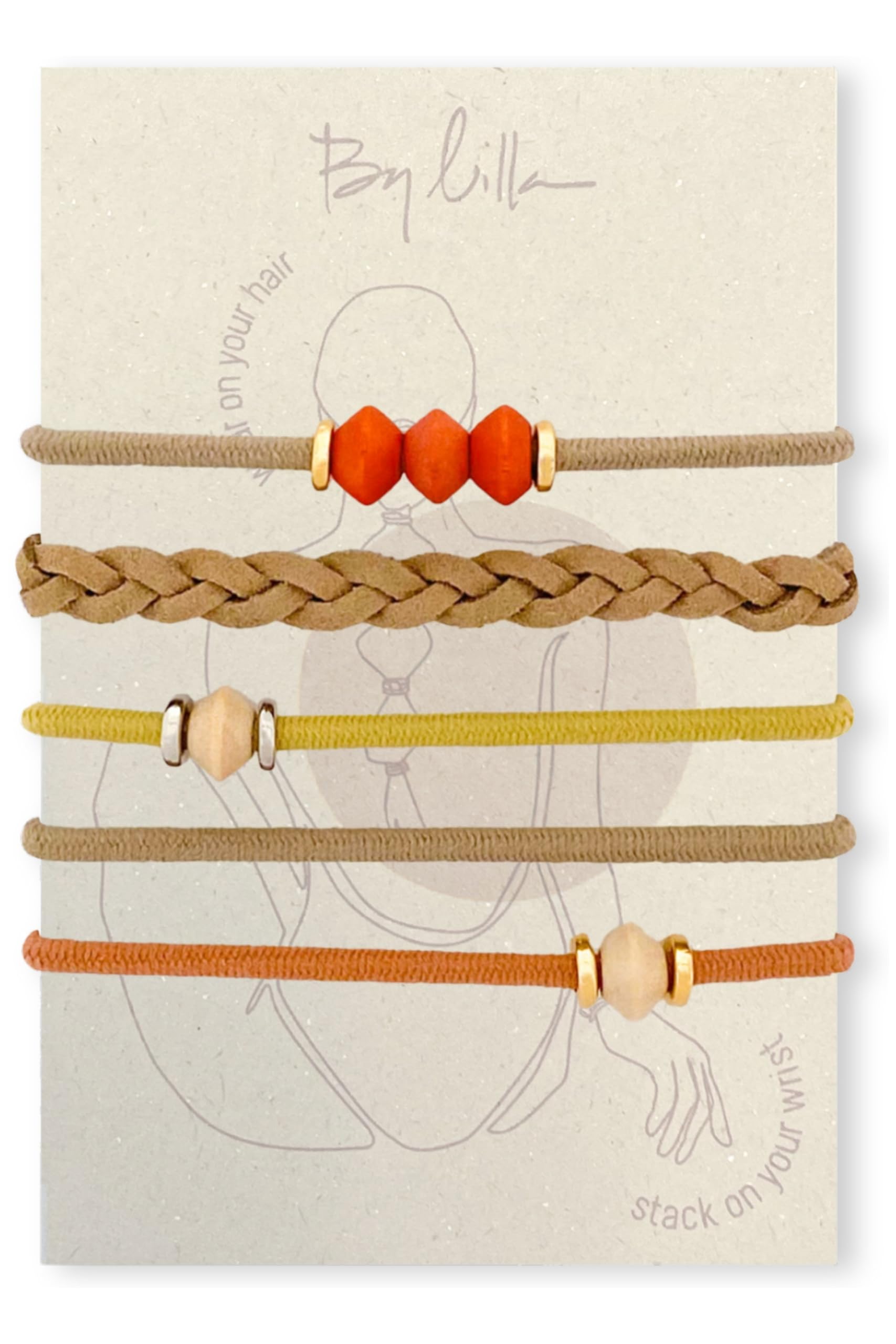 By Lilla Bracelet Hair Ties – Decorative Stretchy Hair Tie Bracelet (Limestone)