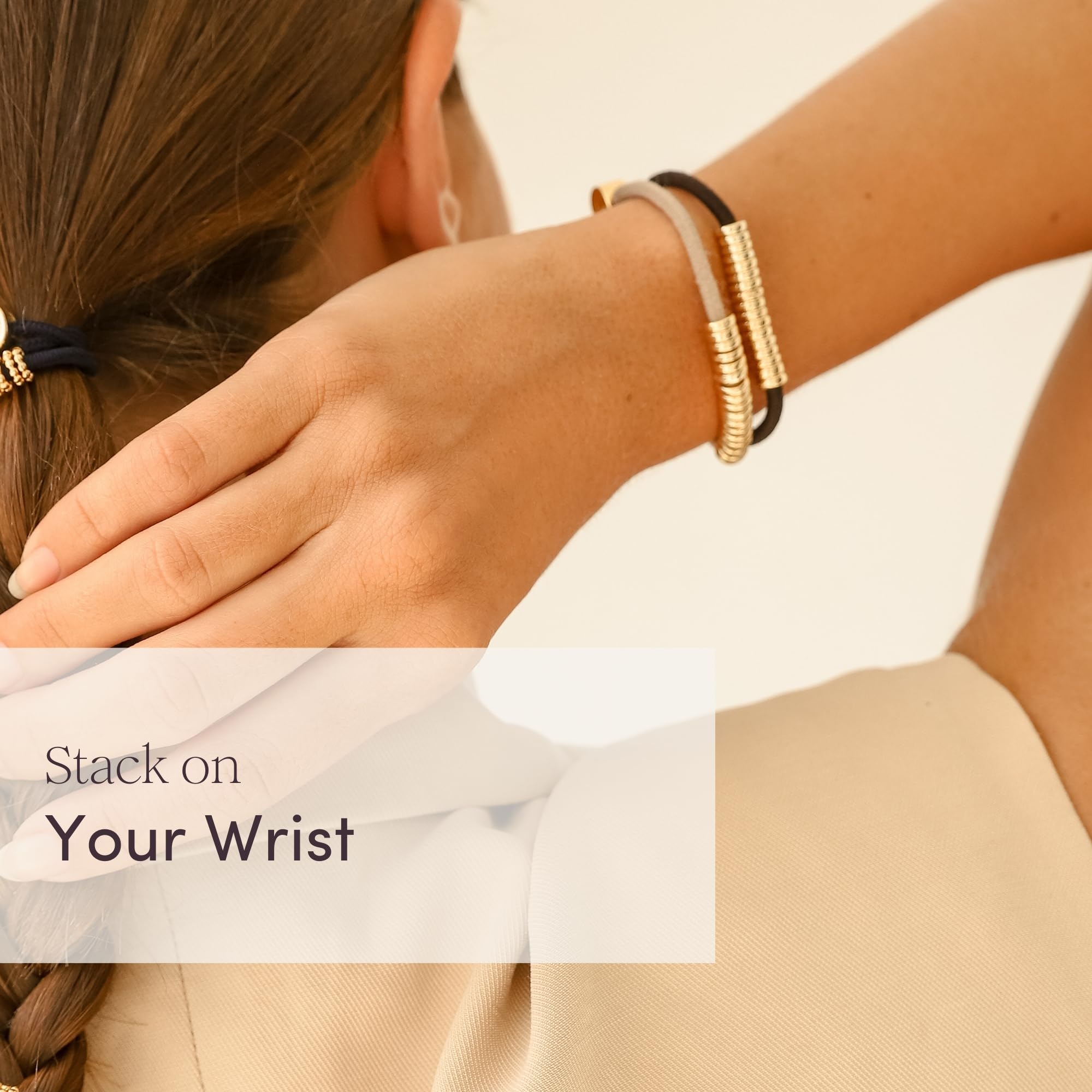 By Lilla Bracelet Hair Ties – Decorative Stretchy Hair Tie Bracelet (Limestone)