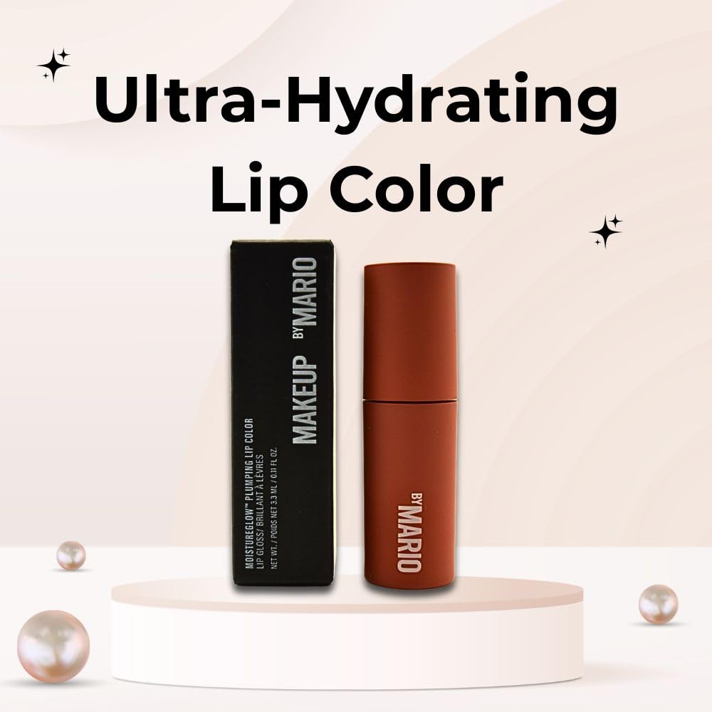 BY MARIO MoistureGlow Plumping Lip Color – Hydrating, Non-Sticky Lip Color with Angled Wand