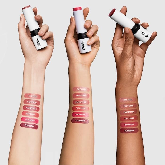 BY MARIO Soft Pop Blush Stick Raspberry – Dual-Ended Buildable Dewy Color (Pack of 15, 0.02 fl oz each)