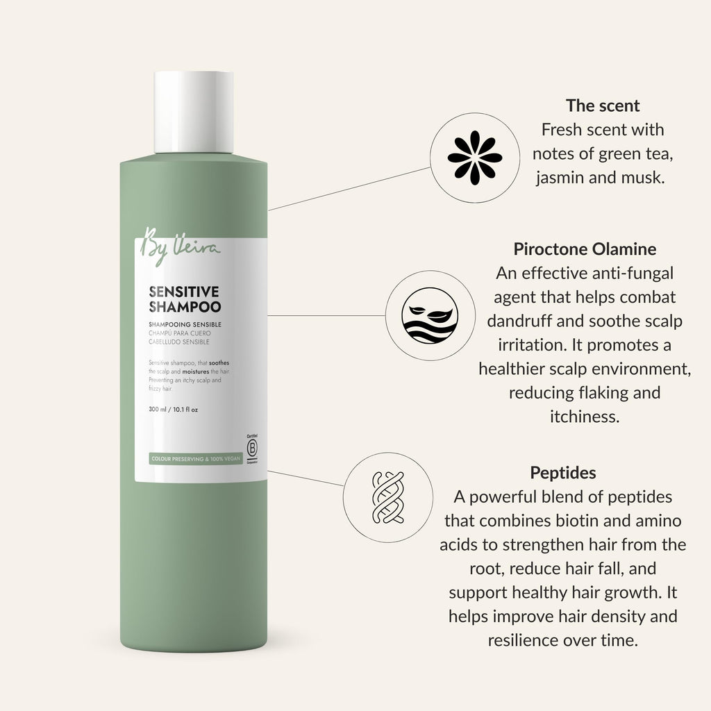By Veira Sensitive Shampoo – Soothes Itchy Scalp, Moisturizes Frizz, Colour-Preserving, 100% Vegan