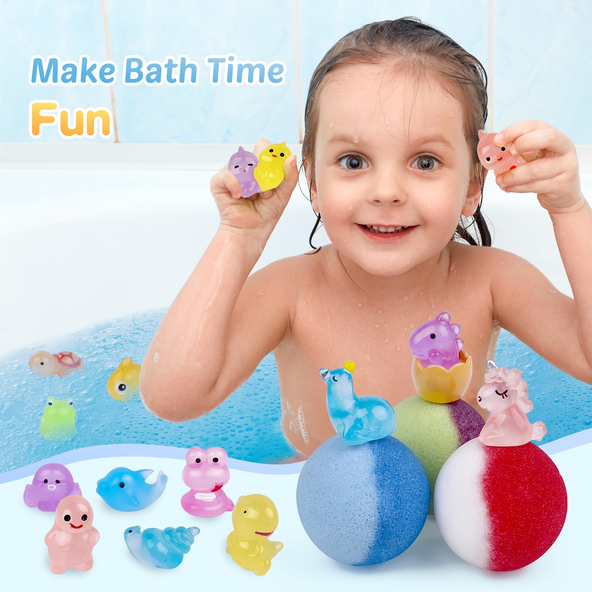 BYGGVIR Kids Bath Bombs – Glow-in-the-Dark Surprises, 24-Pack Natural Colorful Bubble Bath Fizz