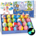 BYGGVIR Kids Bath Bombs – Glow-in-the-Dark Surprises, 24-Pack Natural Colorful Bubble Bath Fizz