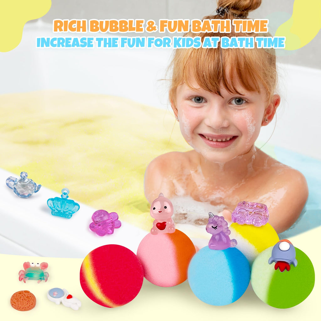 BYGGVIR 48pcs Kids Bath Bombs with Toy Inside – Colorful Bubble Bath Gift Set
