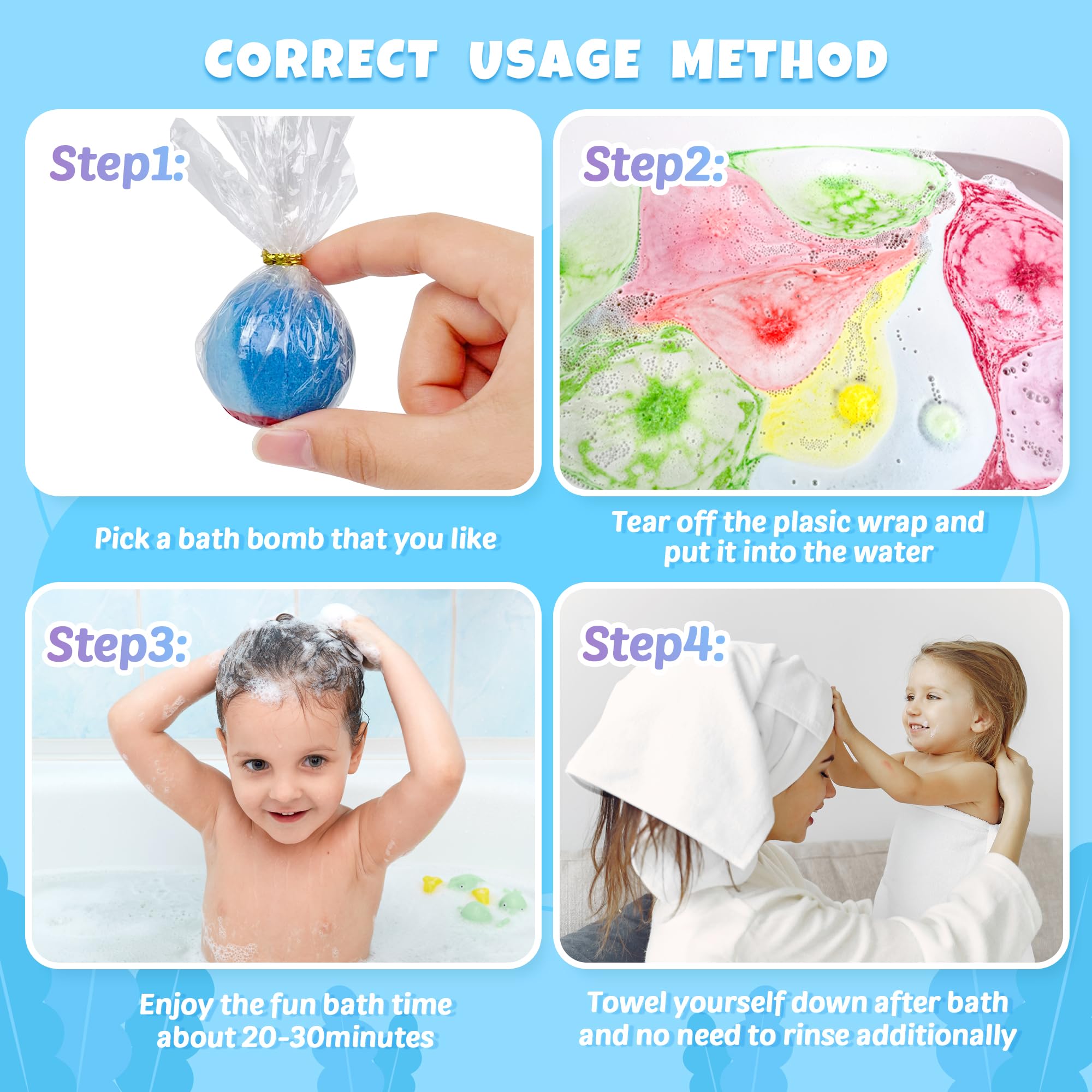 BYGGVIR 48pcs Kids Bath Bombs with Toy Inside – Colorful Bubble Bath Gift Set