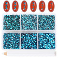 Bymitel Blue Zircon Hotfix Rhinestones – 8000 Pcs, 6 Sizes SS3-SS12 + Wax Pencil