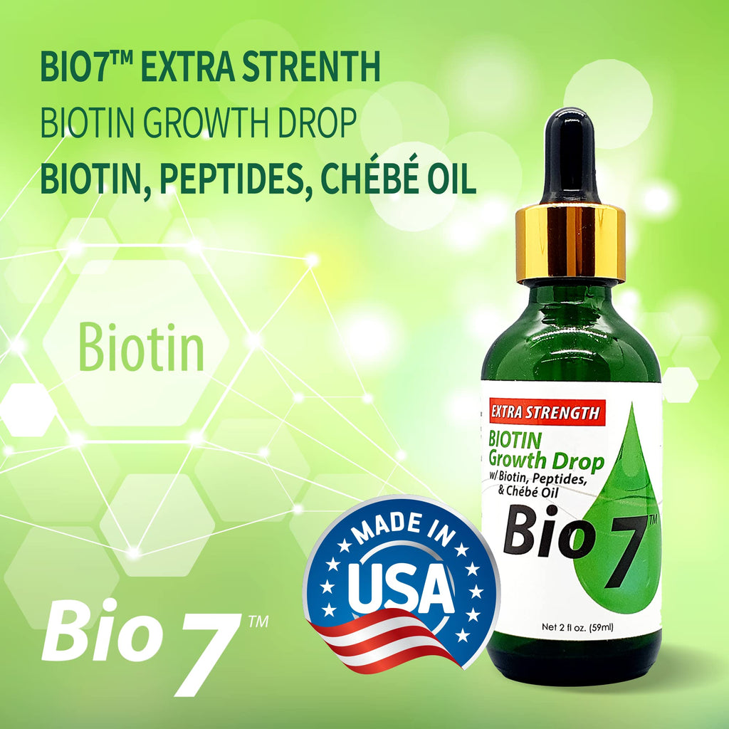 By Natures BIO7 Biotin Growth Drop Extra Strength – Biotin, Peptides & Chebe Oil, 2 oz