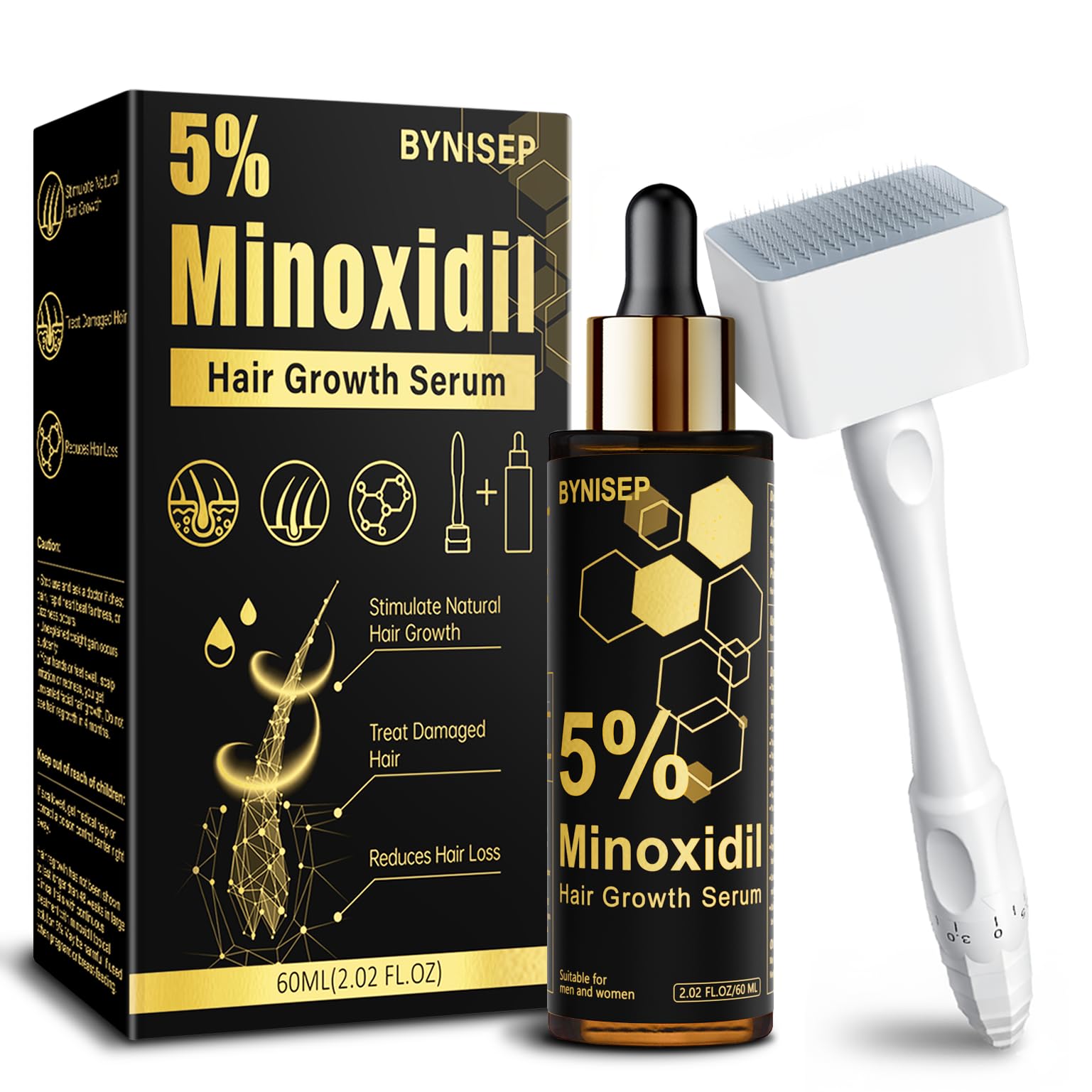 BYNISEP 5% Minoxidil Beard Growth Serum – Hair & Beard Regrowth, 60ml