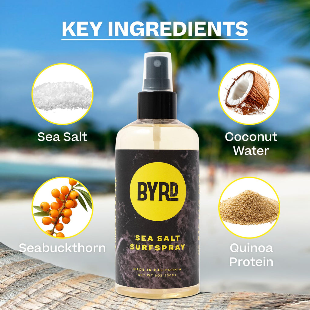 BYRD Sea Salt Surfspray – Salty Coconut Scent | Texturizing & Volumizing Spray for All Hair Types (8 oz) Pack of 4