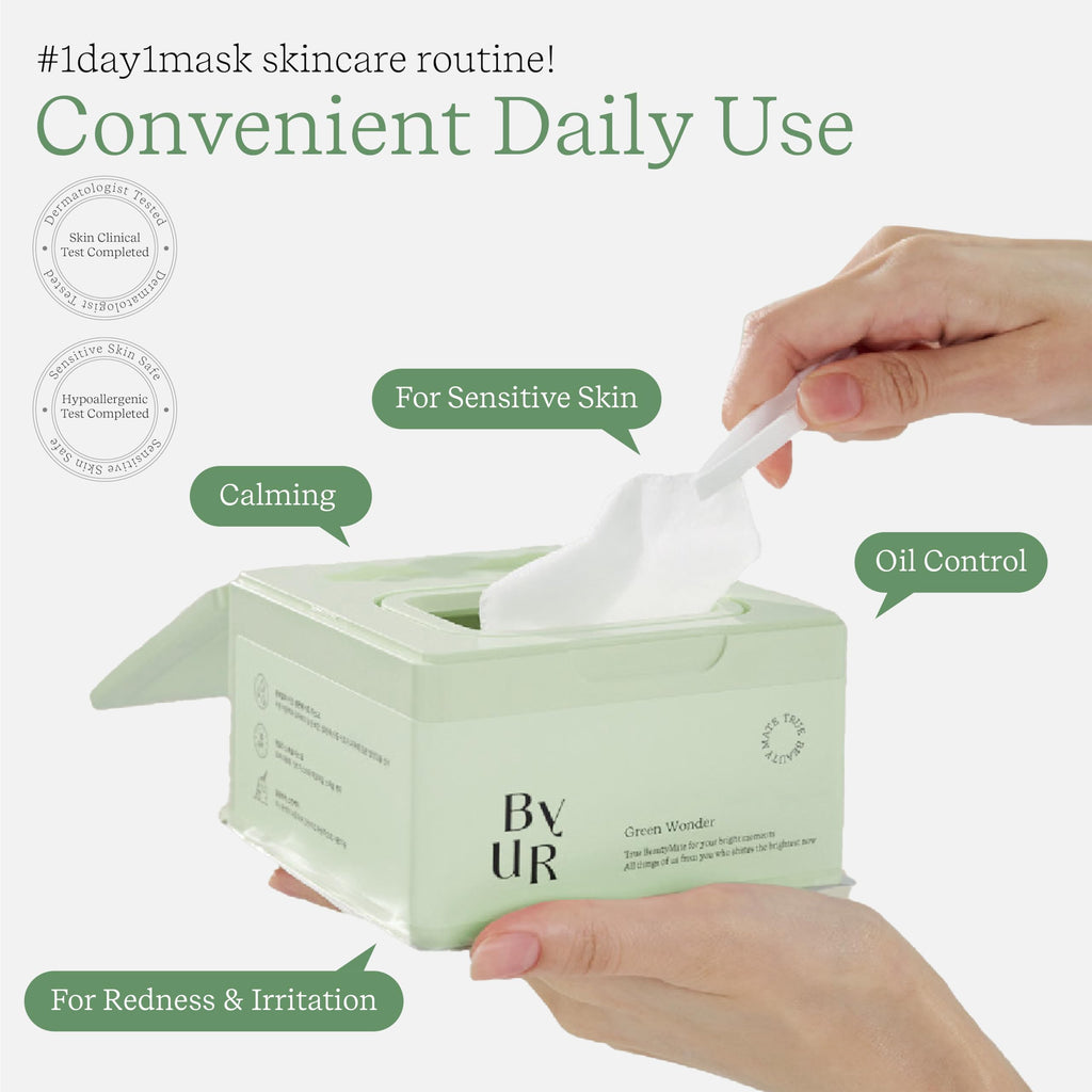 ByUR Green Wonder Daily Aqua Serum Mask (30 Count) – Hydrating, Soothing, Pore Tightening | Vegan K-Beauty