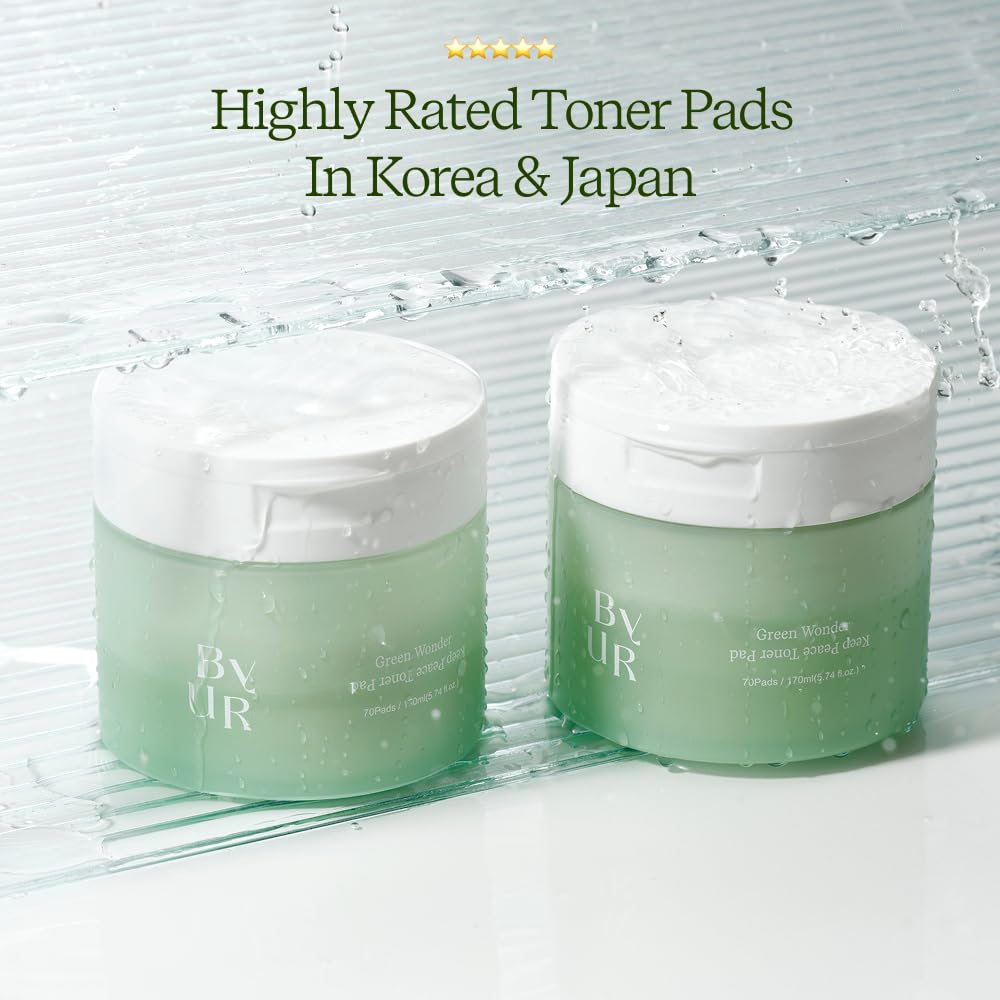 ByUR Green Wonder Keep Peace Toner Pads – Gentle Exfoliation for Sensitive Skin (70 Count)