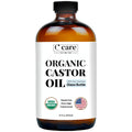C CARE Castor Oil — 100% Pure Organic Cold-Pressed, Hexane-Free in Glass Bottle