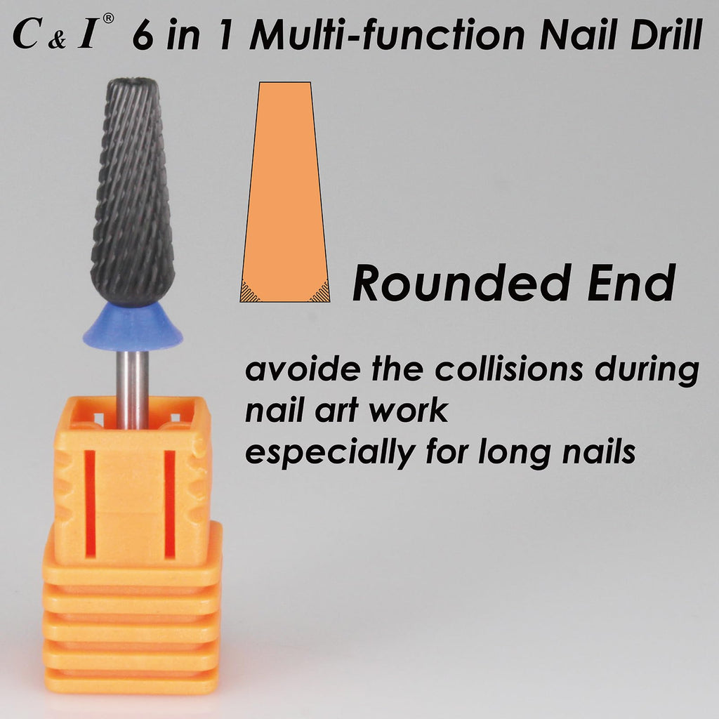 C & I Nail Drill Bit 6-in-1 E-file | Diamond-Coated CNC Tool for Nail Techs